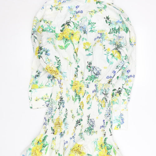 Zara Women’s Multicoloured Floral Shirt Dress Size 8 Short Sleeve Spring Summer