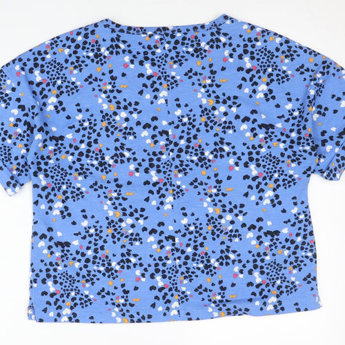 Marks and Spencer Womens Blue Animal Print Cropped T-Shirt Size 12