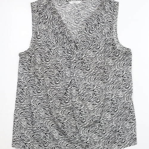 Marks and Spencer Womens Black Zebra Print Sleeveless Tunic Blouse UK 16