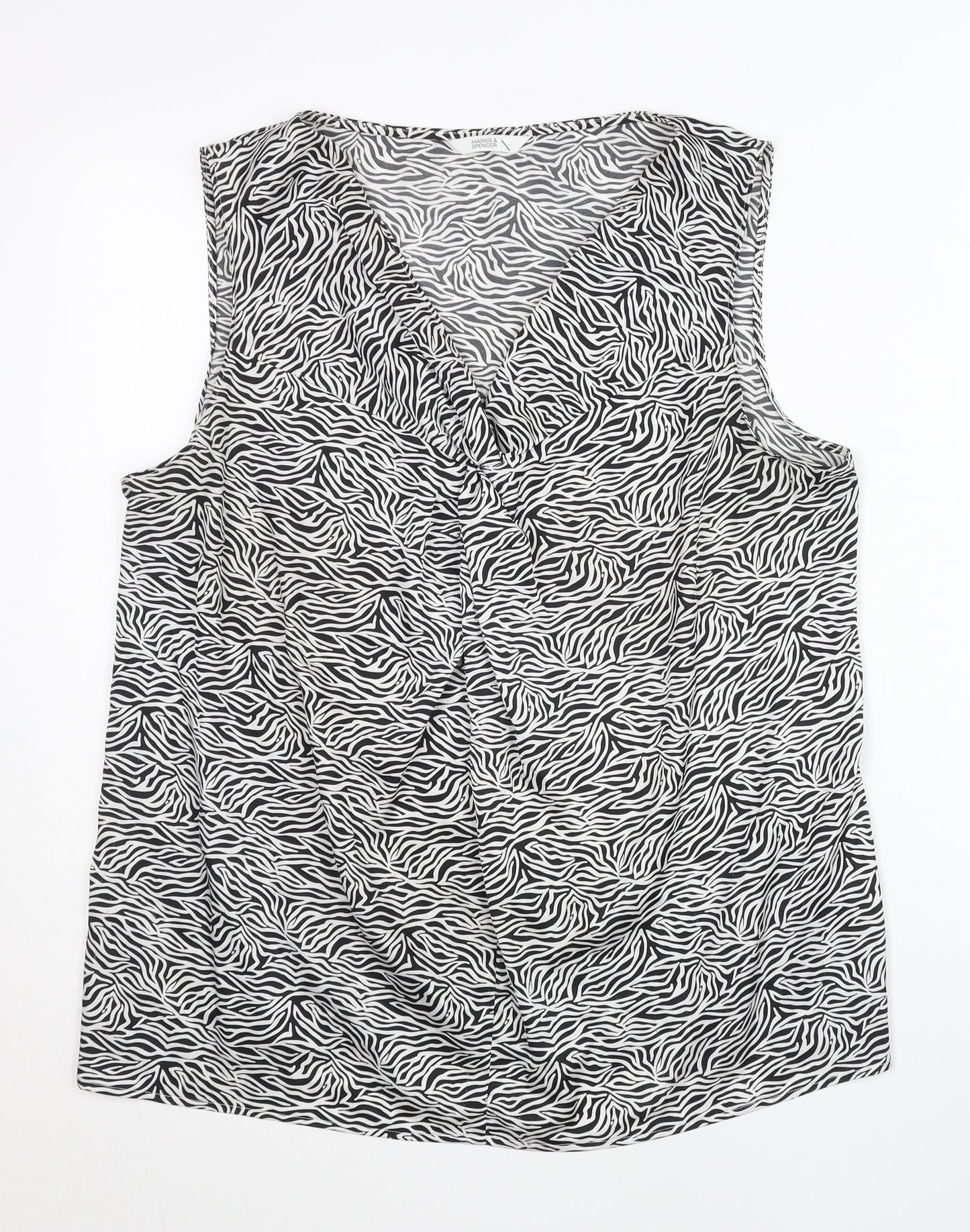 Marks and Spencer Womens Black Zebra Print Sleeveless Tunic Blouse UK 16