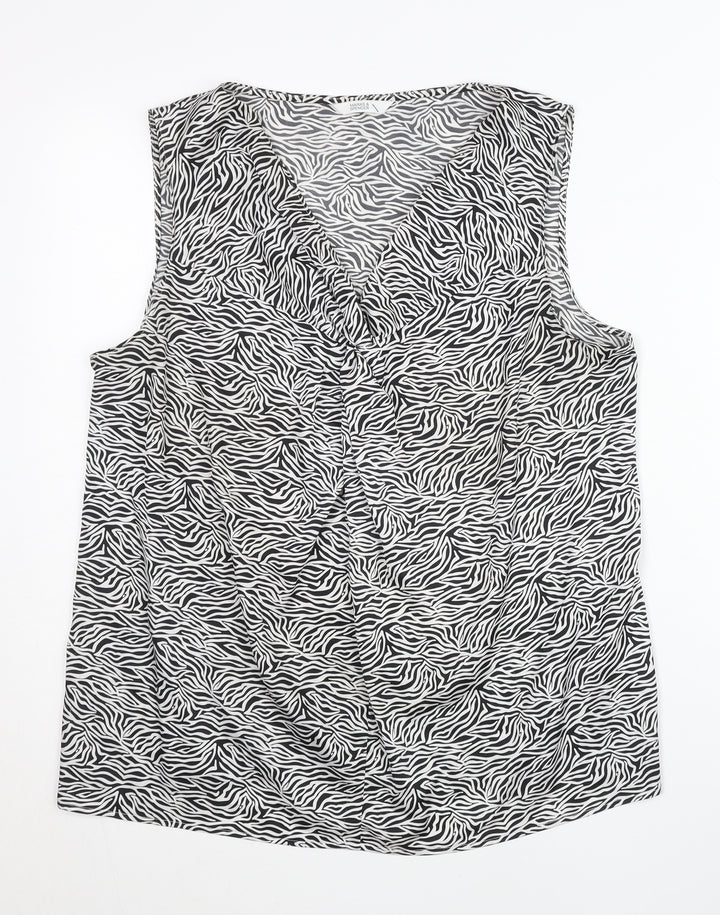 Marks and Spencer Womens Black Zebra Print Sleeveless Tunic Blouse UK 16