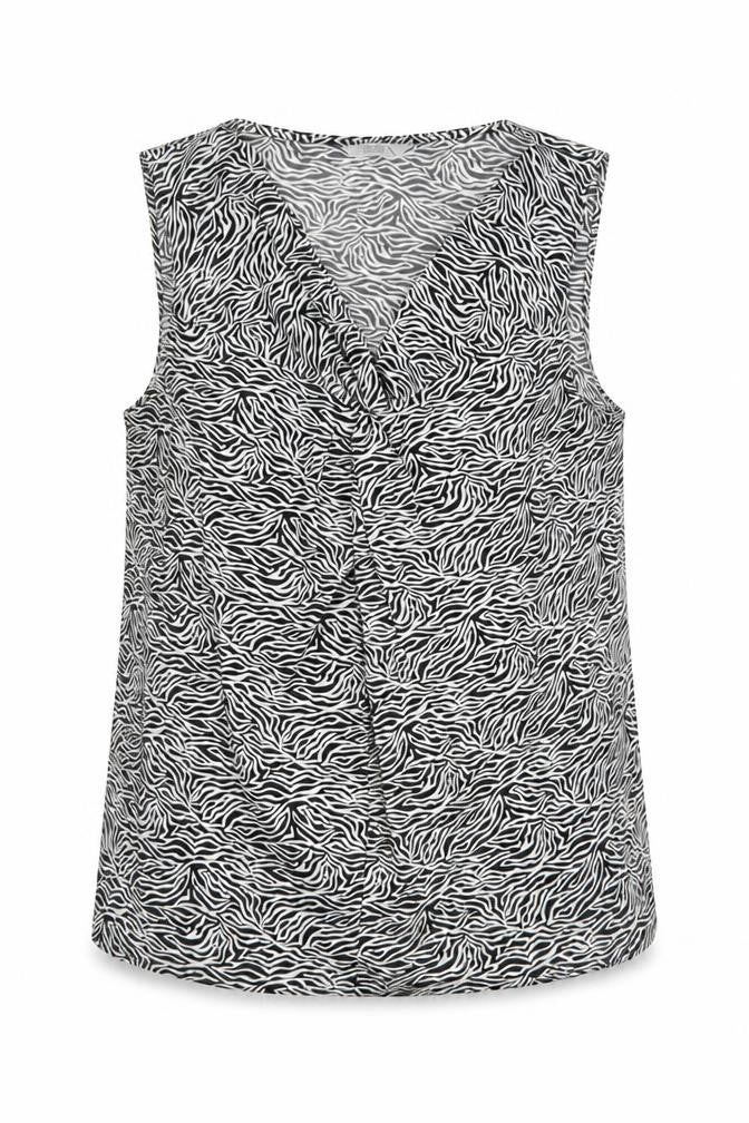 Marks and Spencer Womens Black Zebra Print Sleeveless Tunic Blouse UK 16