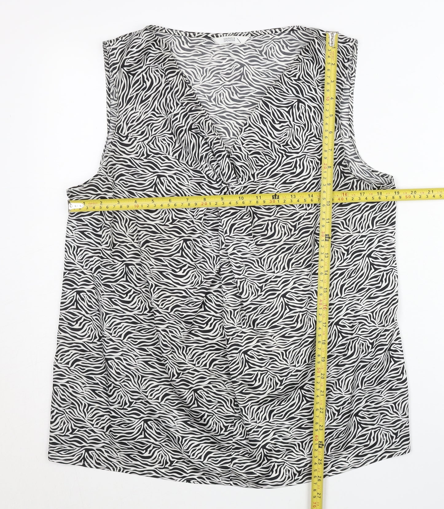 Marks and Spencer Womens Black Zebra Print Sleeveless Tunic Blouse UK 16