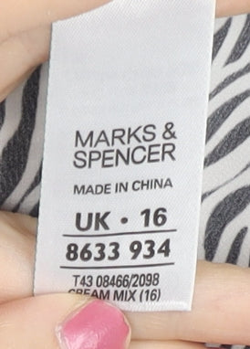 Marks and Spencer Womens Black Zebra Print Sleeveless Tunic Blouse UK 16