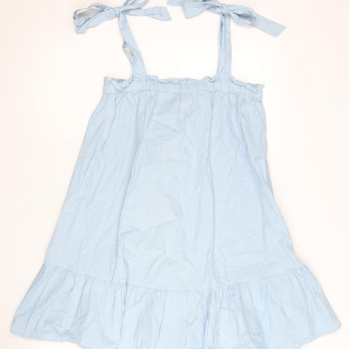 New Look Women’s Blue Cotton Swing Dress UK 8 Sleeveless Summer
