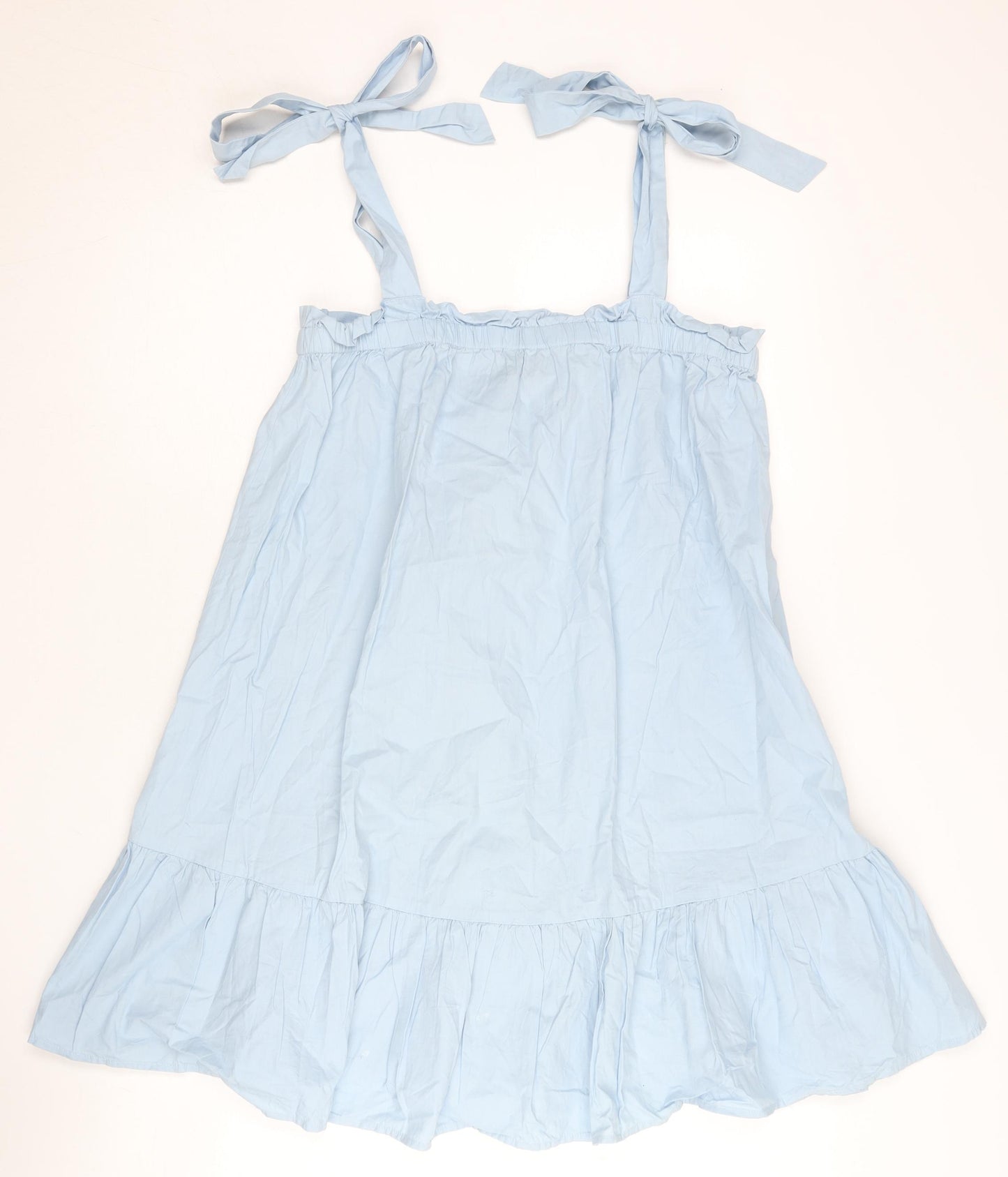 New Look Women’s Blue Cotton Swing Dress UK 8 Sleeveless Summer