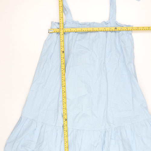 New Look Women’s Blue Cotton Swing Dress UK 8 Sleeveless Summer