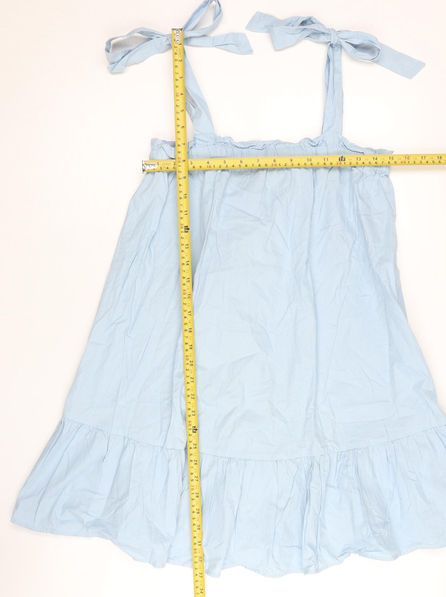 New Look Women’s Blue Cotton Swing Dress UK 8 Sleeveless Summer