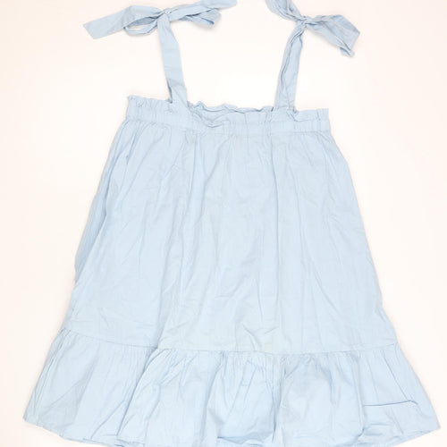 New Look Women’s Blue Cotton Swing Dress UK 8 Sleeveless Summer