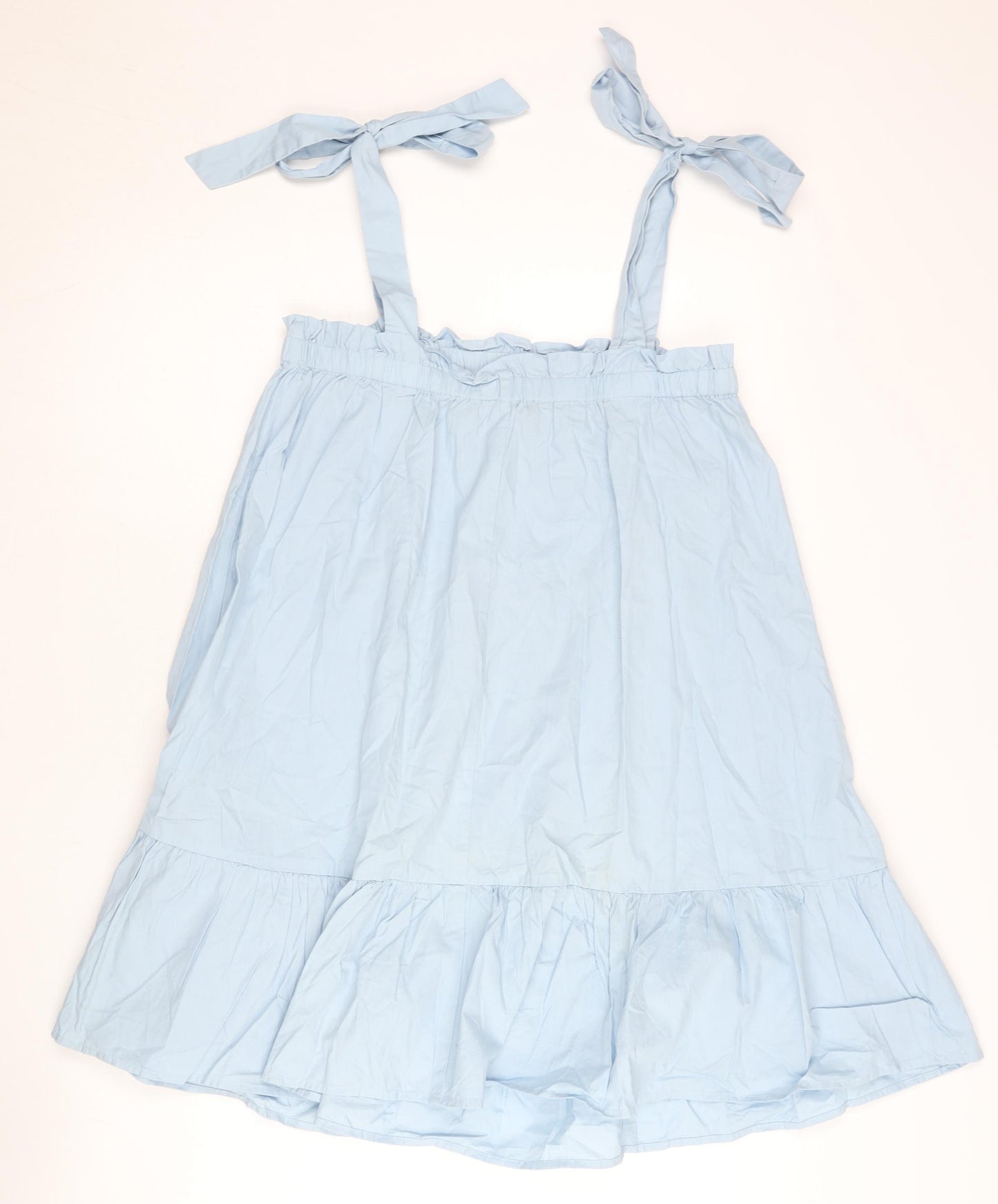 New Look Women’s Blue Cotton Swing Dress UK 8 Sleeveless Summer
