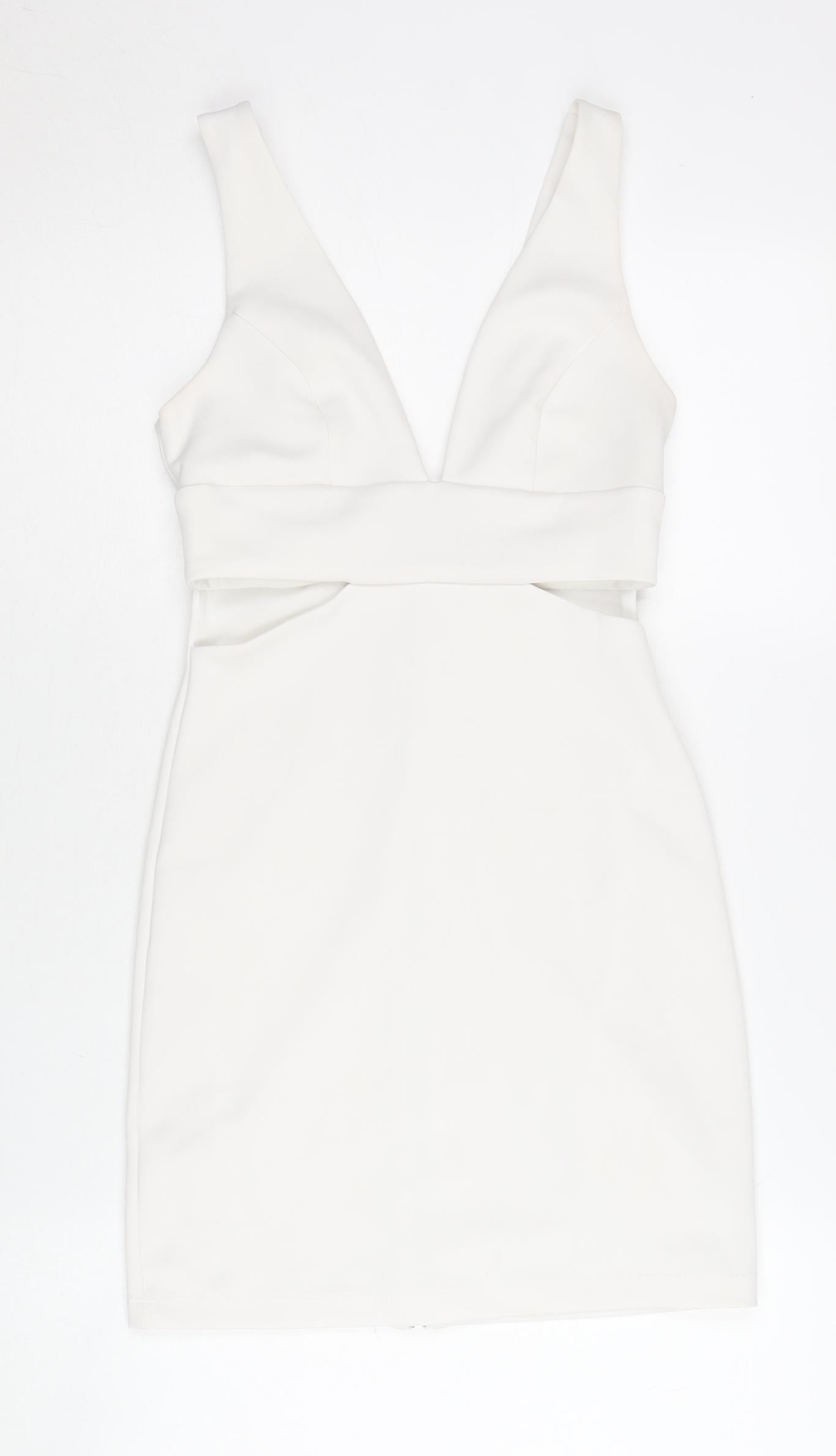 Topshop Women’s White Bodycon Party Dress UK 6 V-Neck Sleeveless