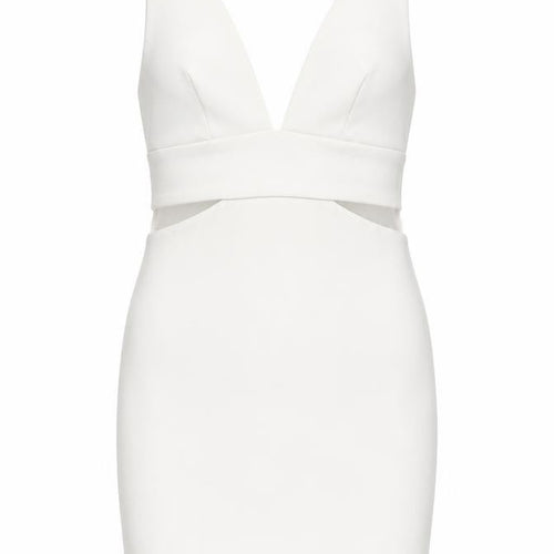 Topshop Women’s White Bodycon Party Dress UK 6 V-Neck Sleeveless