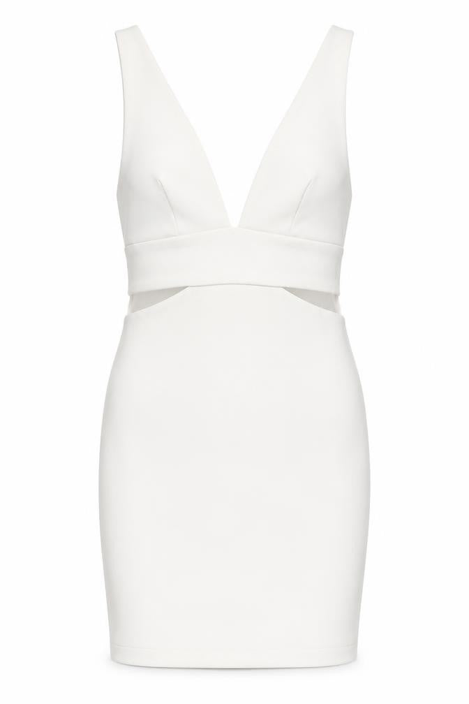 Topshop Women’s White Bodycon Party Dress UK 6 V-Neck Sleeveless