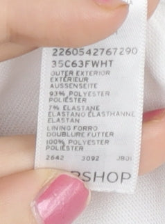 Topshop Women’s White Bodycon Party Dress UK 6 V-Neck Sleeveless