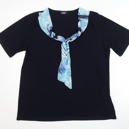 Sonic Collection Womens Black XL T-Shirt with Scarf Detail