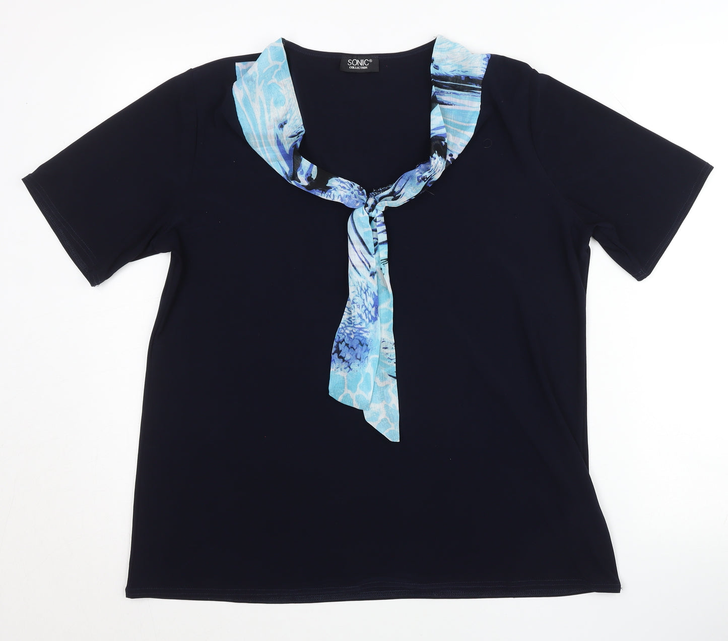 Sonic Collection Womens Black XL T-Shirt with Scarf Detail