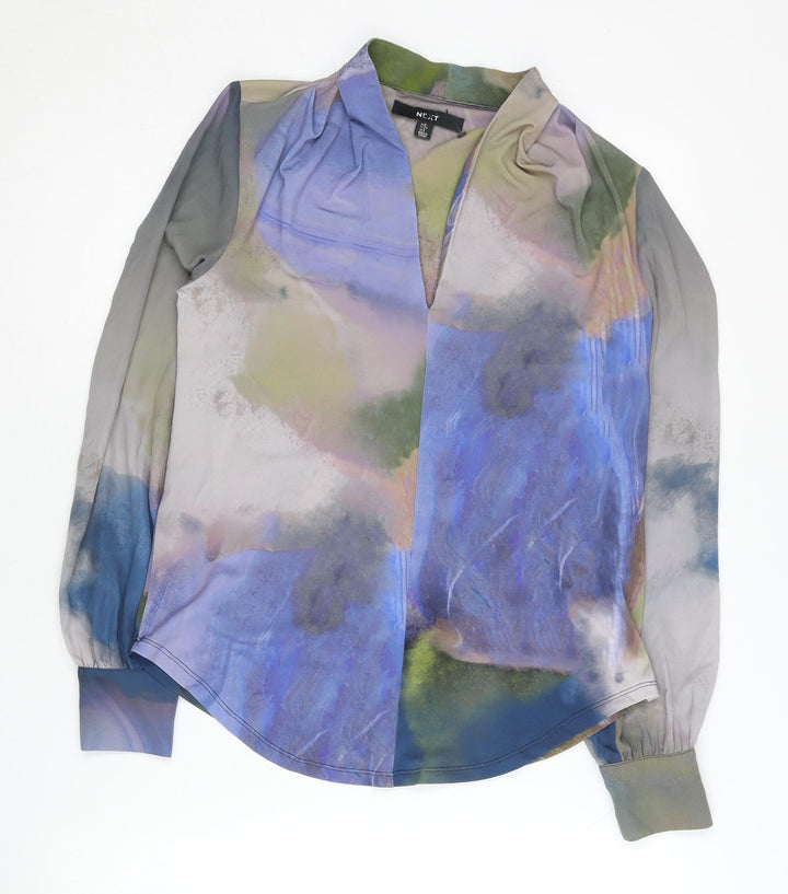 Next Womens Multicoloured Blouse Size 6 Long Sleeve V-Neck