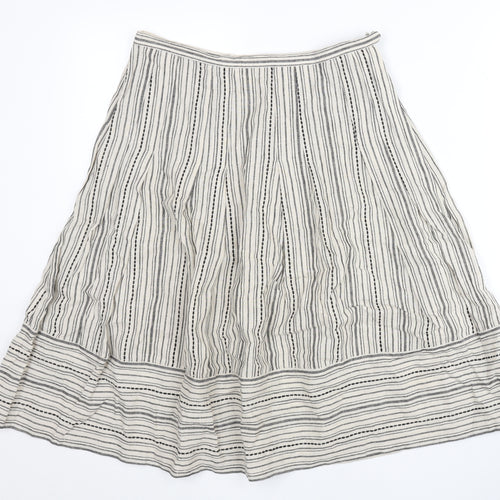 Thought Women’s Ivory Striped A-Line Skirt Size S Hemp Cotton