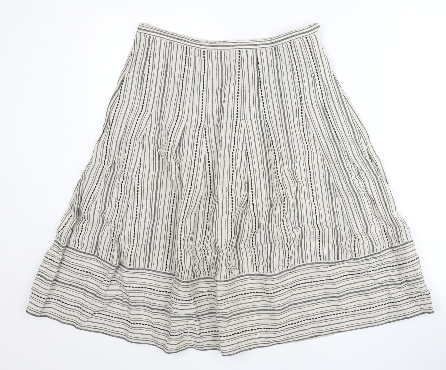 Thought Women’s Ivory Striped A-Line Skirt Size S Hemp Cotton