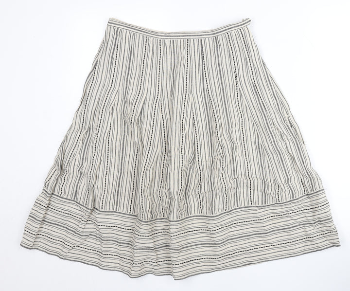 Thought Women’s Ivory Striped A-Line Skirt Size S Hemp Cotton