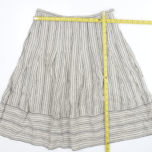 Thought Women’s Ivory Striped A-Line Skirt Size S Hemp Cotton