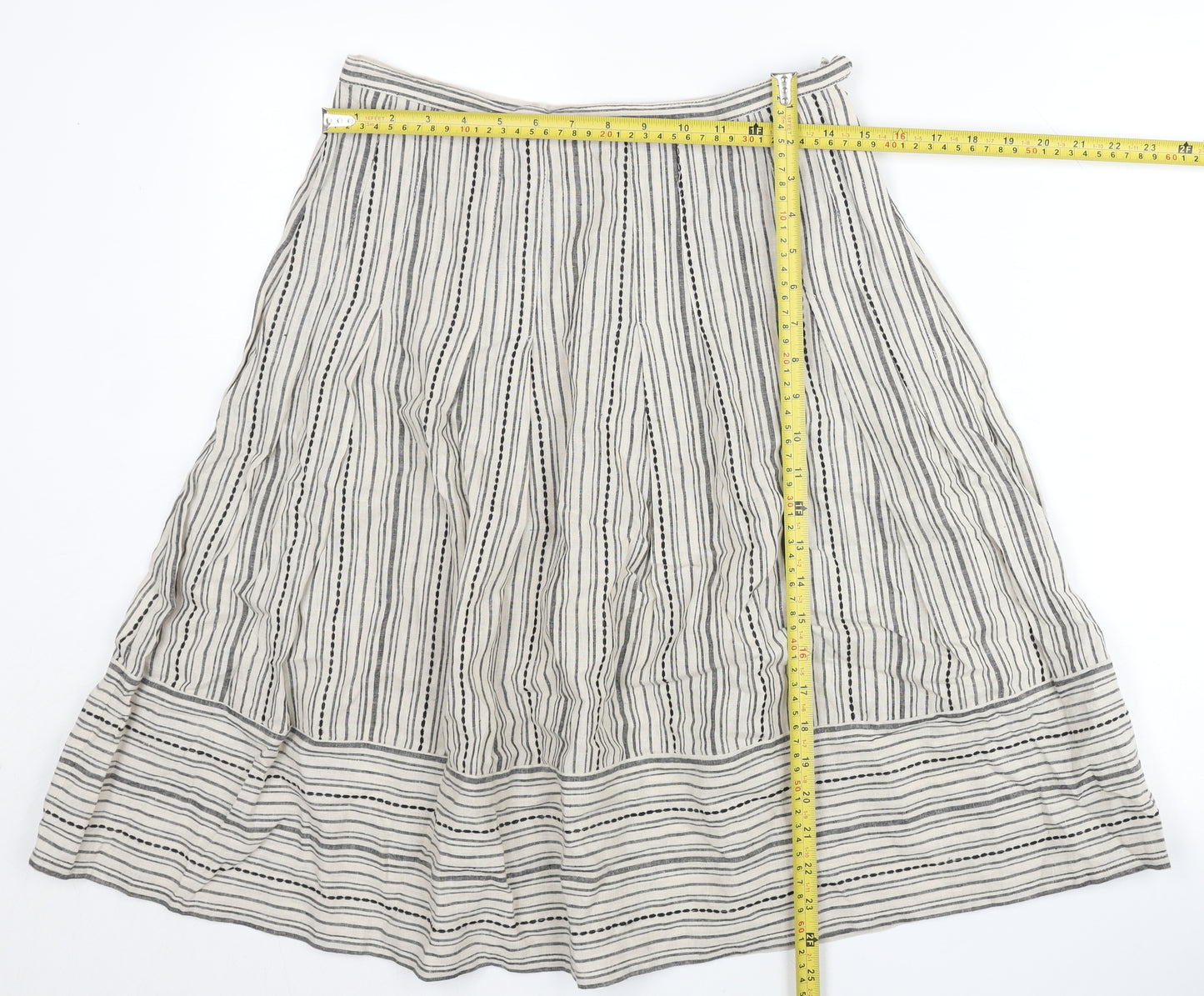 Thought Women’s Ivory Striped A-Line Skirt Size S Hemp Cotton