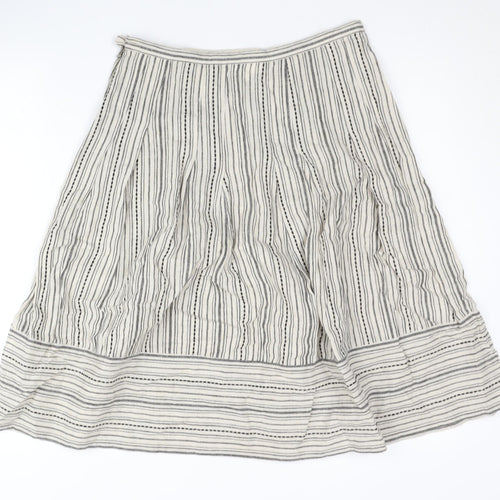 Thought Women’s Ivory Striped A-Line Skirt Size S Hemp Cotton