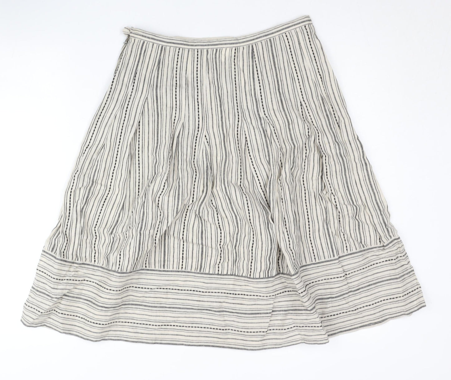 Thought Women’s Ivory Striped A-Line Skirt Size S Hemp Cotton