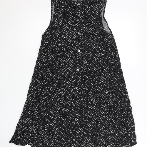 Stradivarius Women’s Black Polka Dot Button-Up Tunic Top Size 8