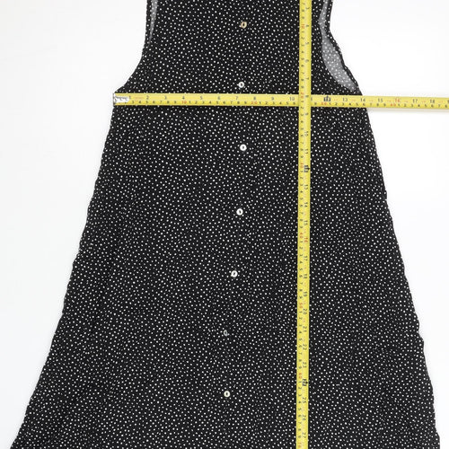 Stradivarius Women’s Black Polka Dot Button-Up Tunic Top Size 8
