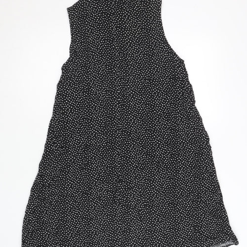 Stradivarius Women’s Black Polka Dot Button-Up Tunic Top Size 8