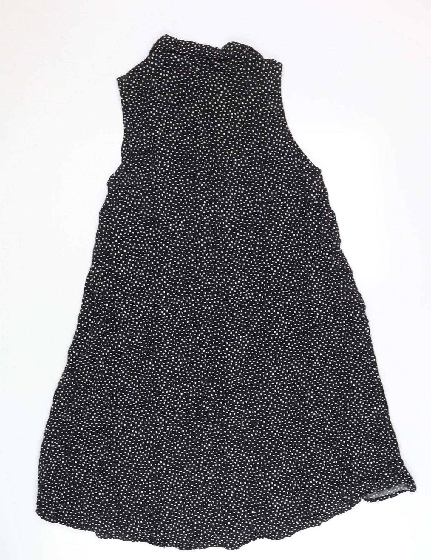 Stradivarius Women’s Black Polka Dot Button-Up Tunic Top Size 8