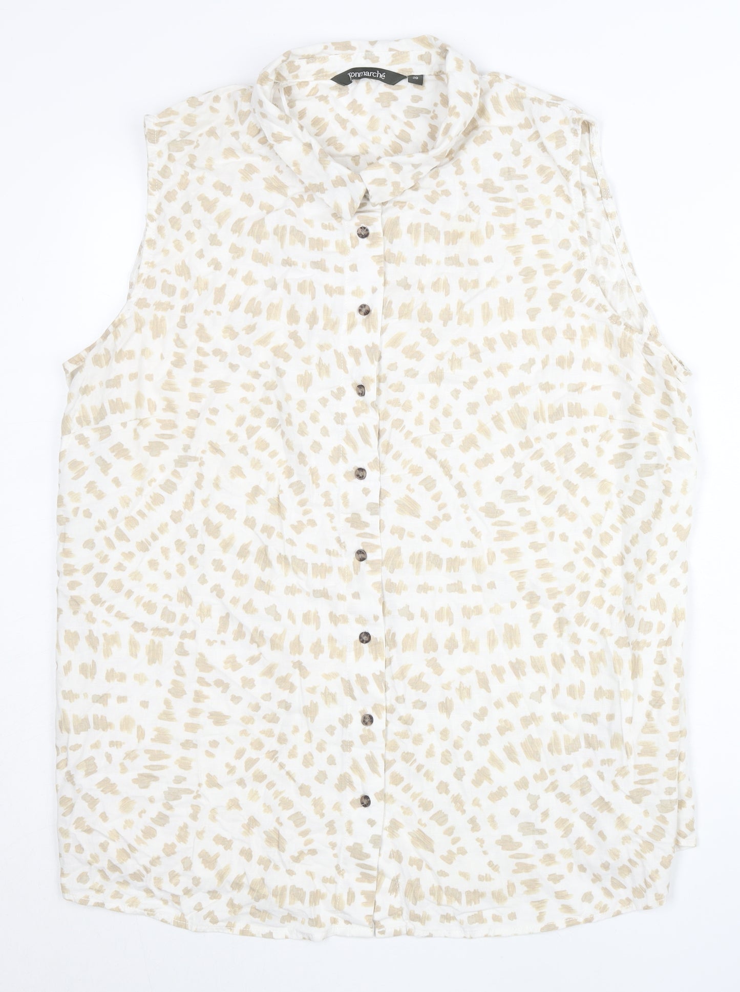 Bonmarché Women’s Beige Button-Up Sleeveless Tunic Shirt Size 20