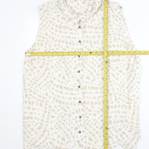 Bonmarché Women’s Beige Button-Up Sleeveless Tunic Shirt Size 20