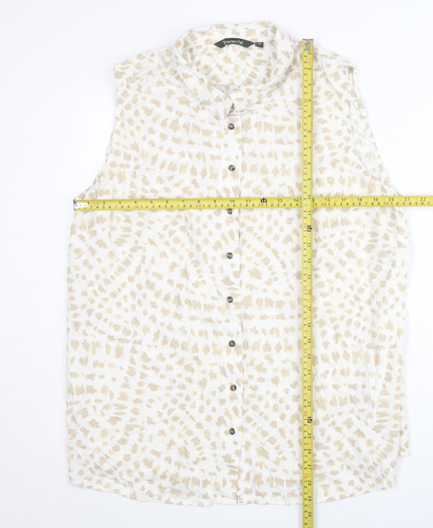 Bonmarché Women’s Beige Button-Up Sleeveless Tunic Shirt Size 20
