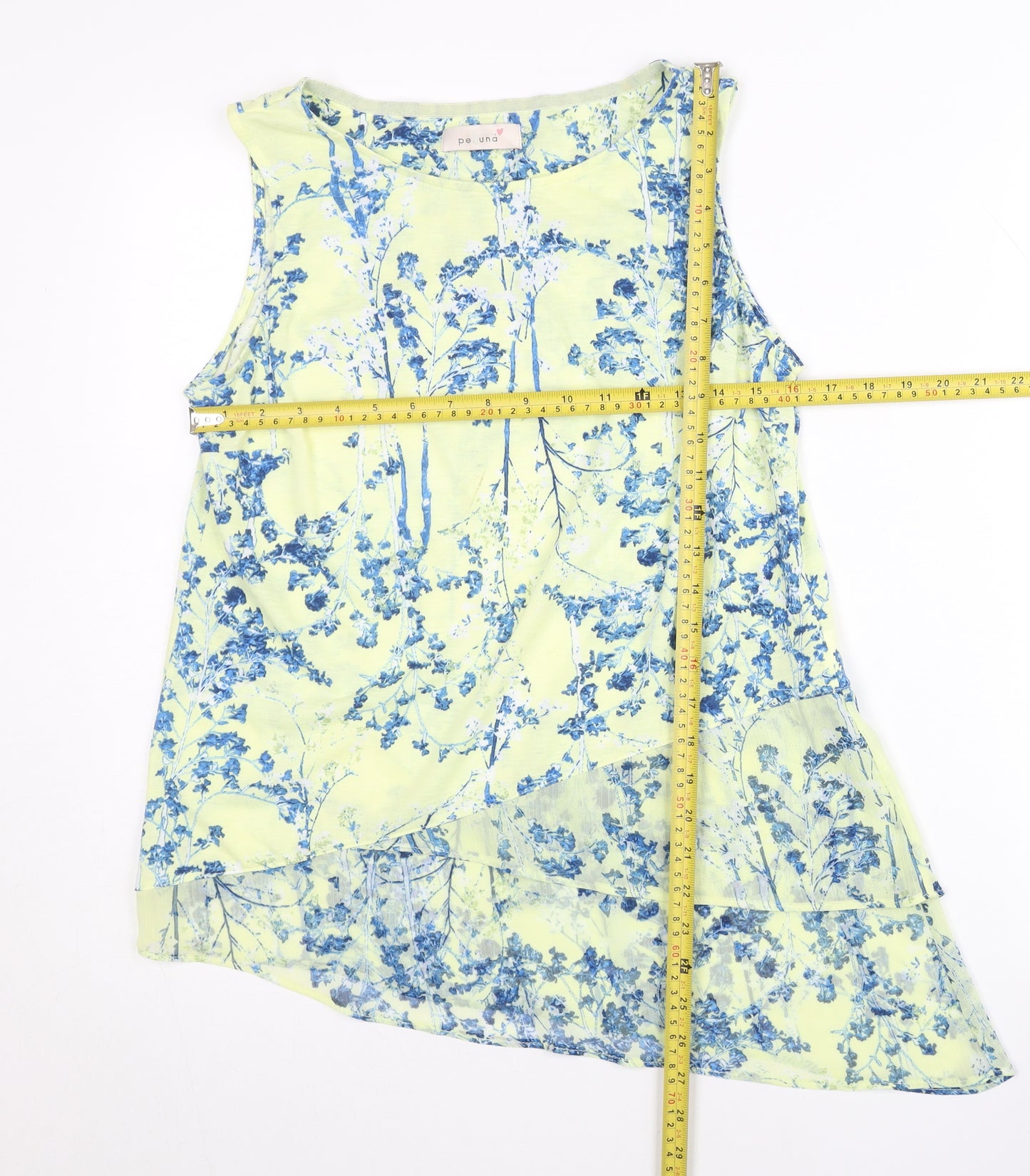 Marks and Spencer Womens Yellow Floral Sleeveless Tunic Blouse Size 10