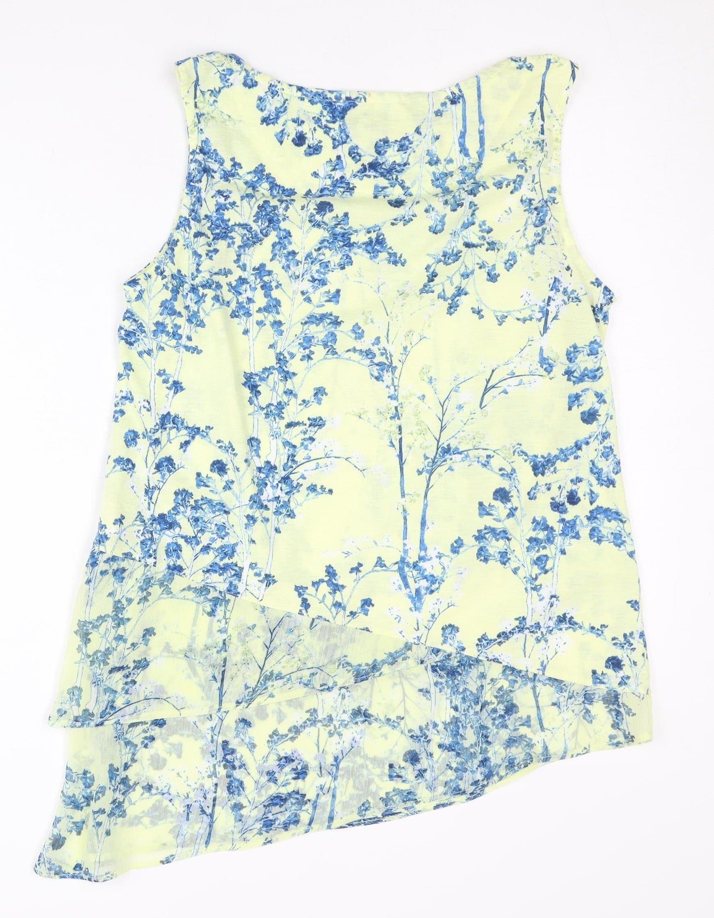 Marks and Spencer Womens Yellow Floral Sleeveless Tunic Blouse Size 10