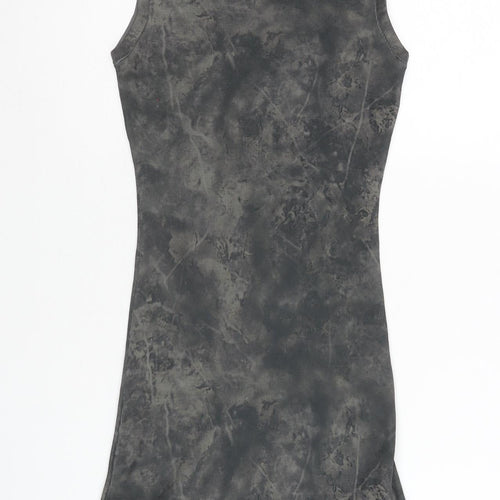 Zara Women Grey XS Bodycon Sleeveless Tie Dye Mini Dress