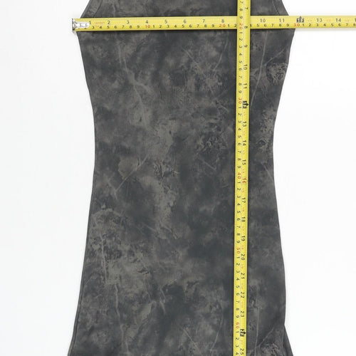 Zara Women Grey XS Bodycon Sleeveless Tie Dye Mini Dress