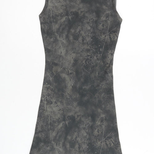 Zara Women Grey XS Bodycon Sleeveless Tie Dye Mini Dress