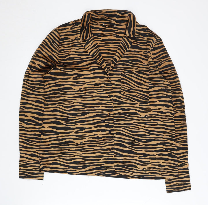 Warehouse Women’s Multicoloured Animal Print Button-Up Shirt UK 14
