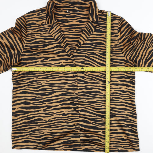 Warehouse Women’s Multicoloured Animal Print Button-Up Shirt UK 14