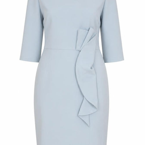 Wallis Women Blue Size 16 Sheath Knee Length Ruffle Dress
