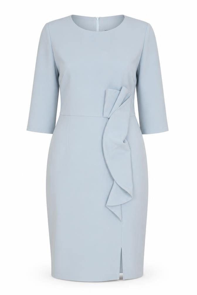 Wallis Women Blue Size 16 Sheath Knee Length Ruffle Dress