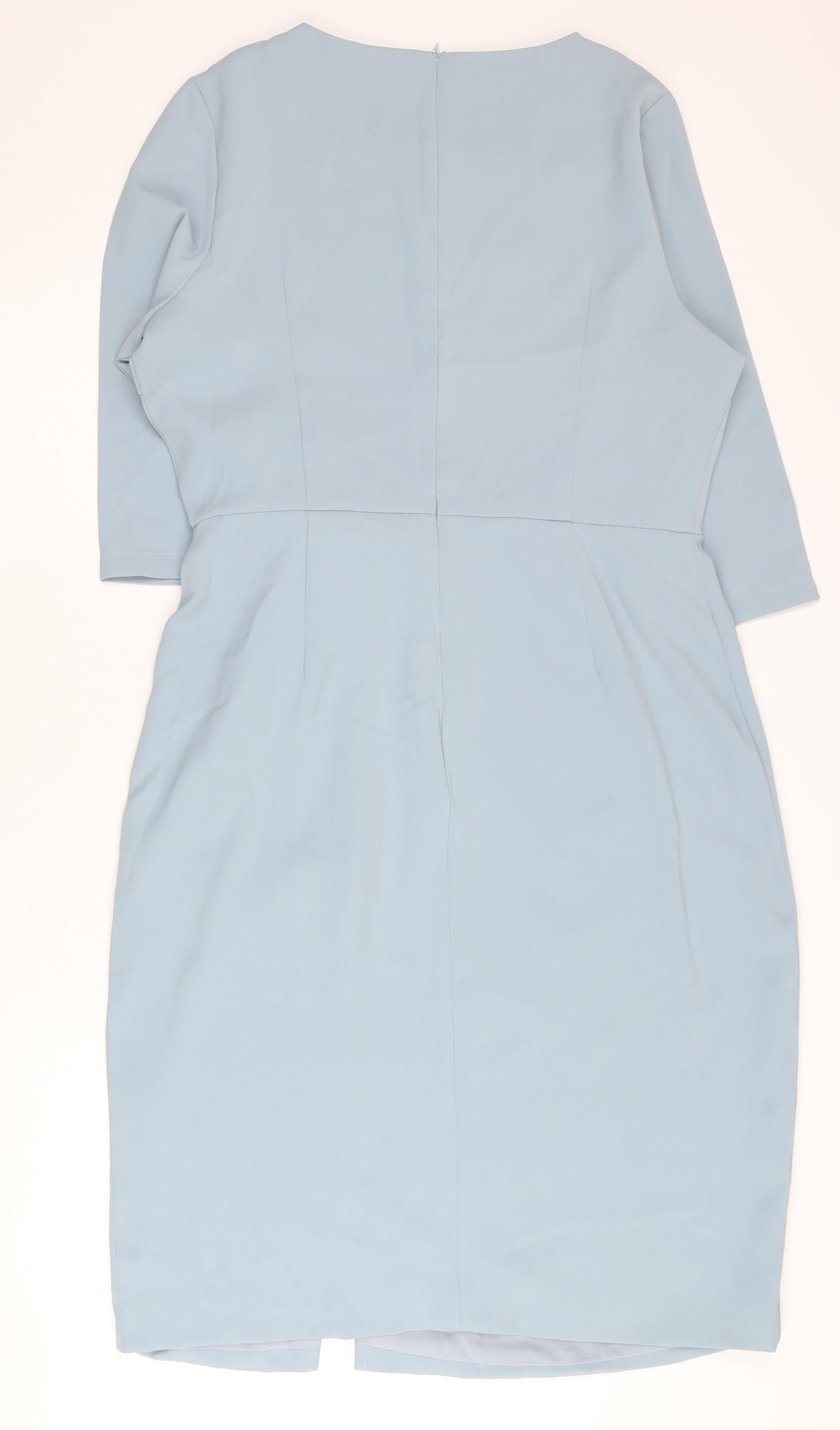 Wallis Women Blue Size 16 Sheath Knee Length Ruffle Dress