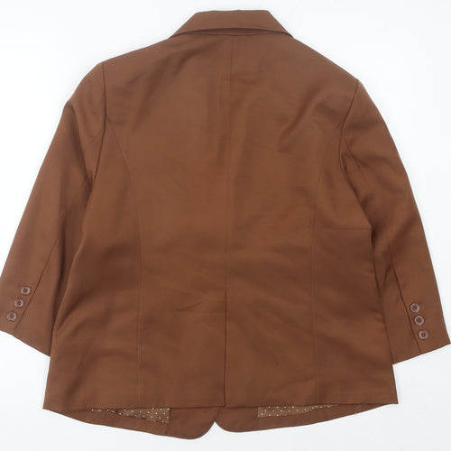 Red Herring Women Brown Blazer Jacket L Notch Lapel Single-Breasted