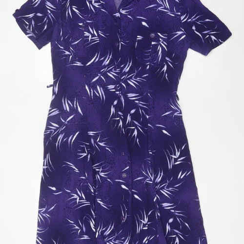 Marks and Spencer Women’s Purple Floral Shirt Dress Size 16