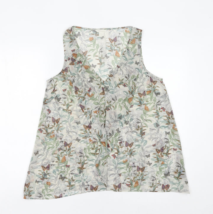 Monsoon Womens Multicoloured Floral Butterfly Blouse Size 12 V-Neck Tunic