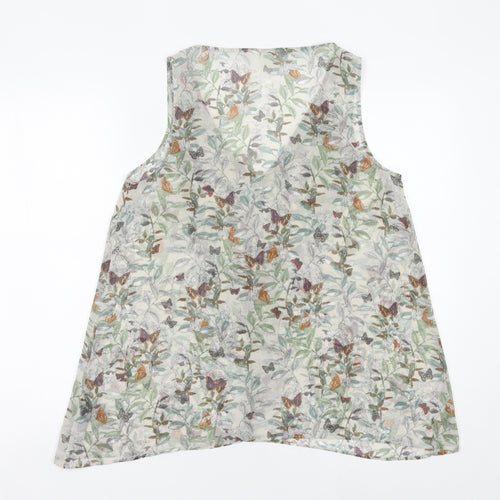 Monsoon Womens Multicoloured Floral Butterfly Blouse Size 12 V-Neck Tunic
