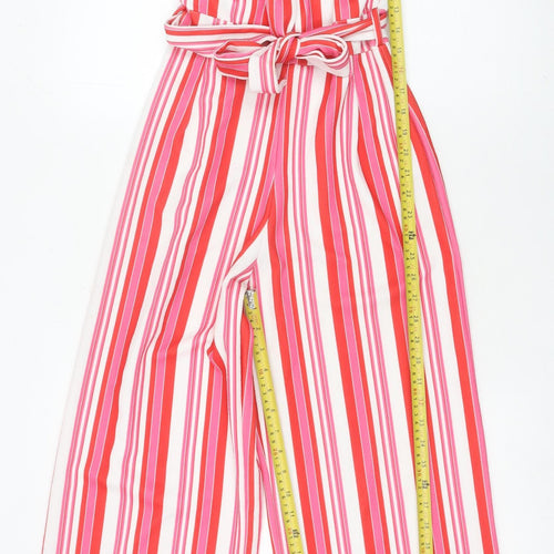 Quiz Women’s Multicoloured Striped Jumpsuit Size 6 Wide-Leg V-Neck